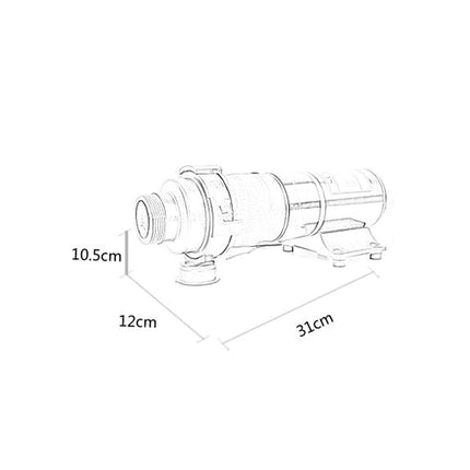 Technical drawing of a cylindrical device with dimensions labeled on a white background