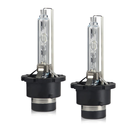 Two car headlights on a white background