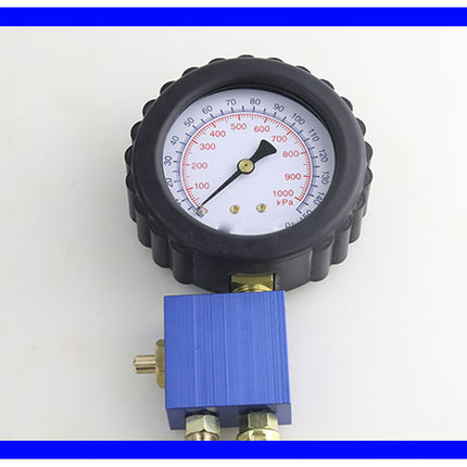 Pressure gauge with blue base on a white background