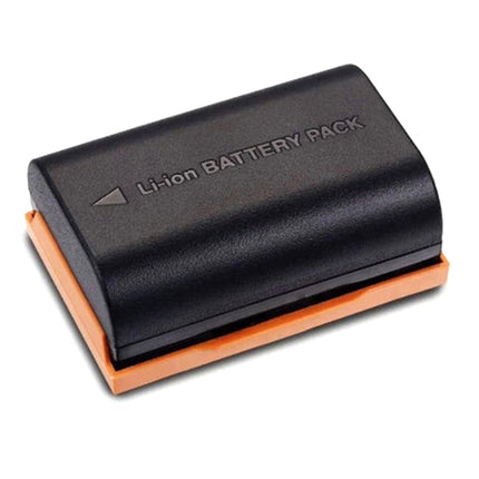 Black lithium-ion battery pack on a white background