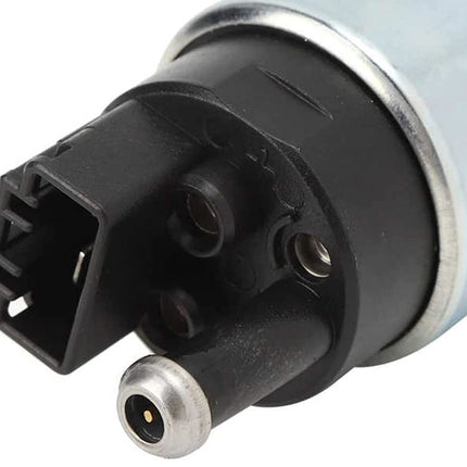 Close-up of a mechanical component with black and silver parts on a white background