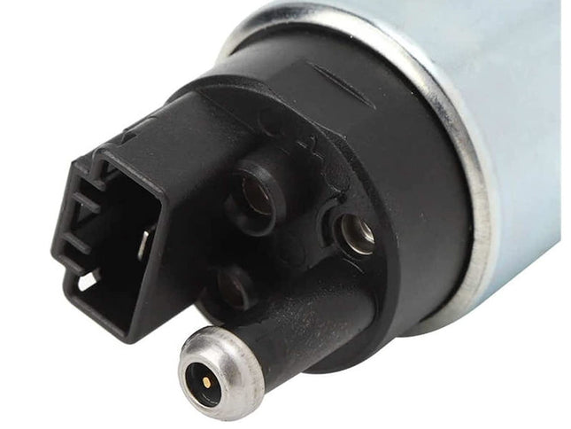 Close-up of a mechanical component with black and silver parts on a white background