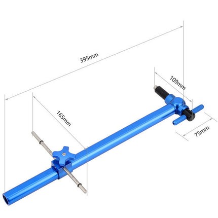 A blue metal tool with dimension callouts showing measurements of 395mm, 165mm, 109mm, and 75mm on a white background.