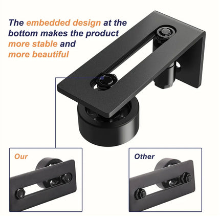 Black metal bracket with embedded design on a white background
