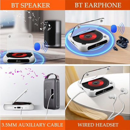 Promotional image of Bluetooth speaker, earphone, and related accessories on a white background.