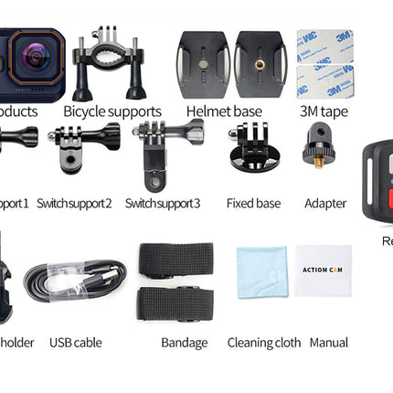 Collection of accessories for a camera on a white background