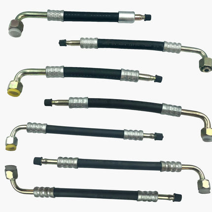 Set of automotive pressure hoses on a white background