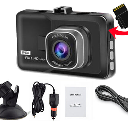 Car dashboard camera with accessories on a white background