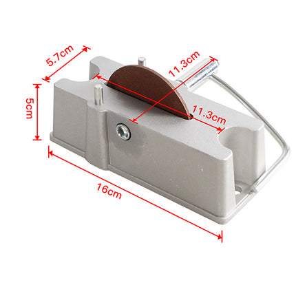 Small sanding block with dimensions marked on a white background