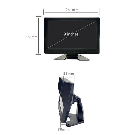 9-inch display with dimensions labeled on a white background