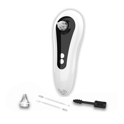 White electronic device with black components on a white background
