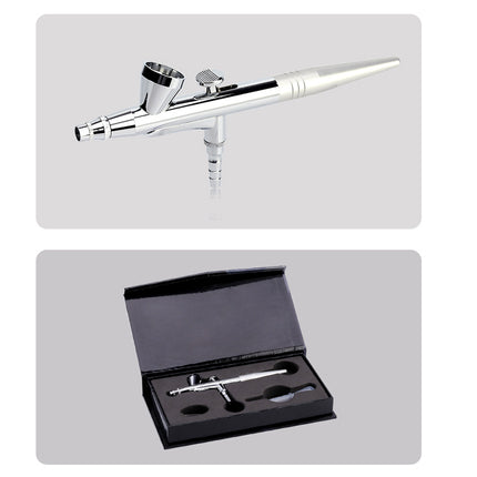 Airbrush with a black carrying case on a white background