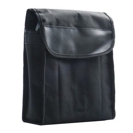 Black insulated lunch bag on a white background