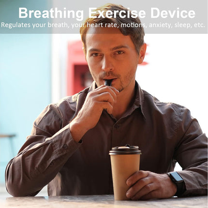 Breathing Exerciser Respiratory Muscle Trainer - Rechargeable | Digital Display, LED Indicator, 5-Month Battery Life, Black