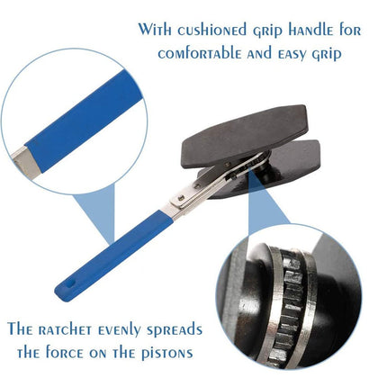 Ratchet tool with cushioned grip handle and close-up details on a white background