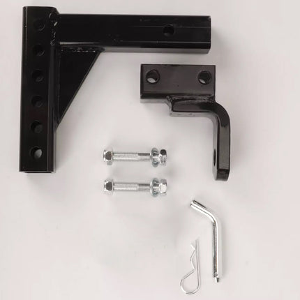 Black metal brackets with screws on a white background