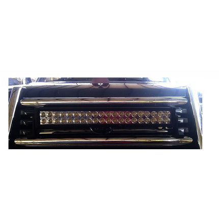 Car grille with LED light bar on a white background