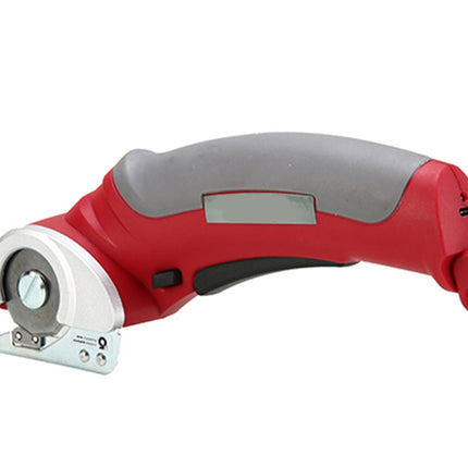 A red and gray cordless circular saw with a silver metal blade guard, shown on a plain white background.