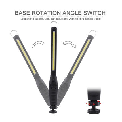 Lighting tool with adjustable base rotation angle switch on a white background