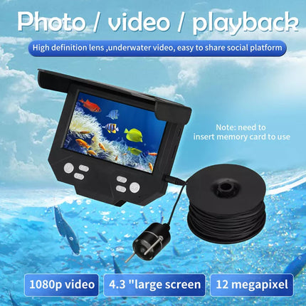 Underwater camera with screen and reel on a blue background