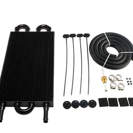 Oil cooler kit with various components on a white background
