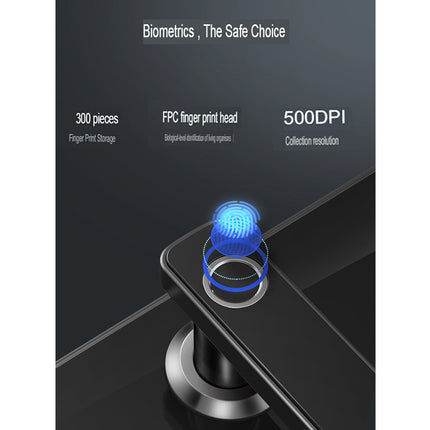 Fingerprint sensor with biometric features on a black background