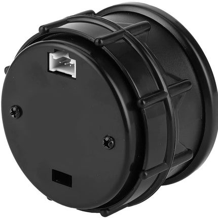 Black cylindrical object with a white connector on a white background