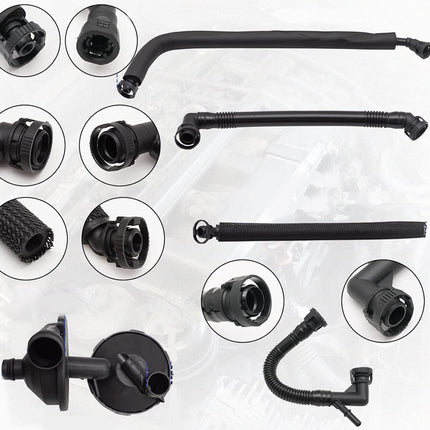 Collection of black mechanical parts on a white background