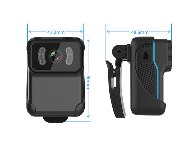 Black camera mount with dimensions labeled on a white background