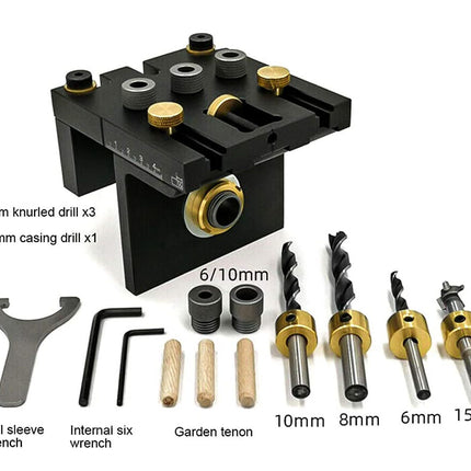 Set of drill bits and tools on a white background