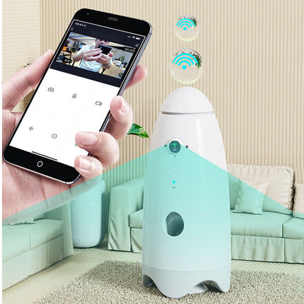 Smart device controlled by a smartphone app in a living room setting