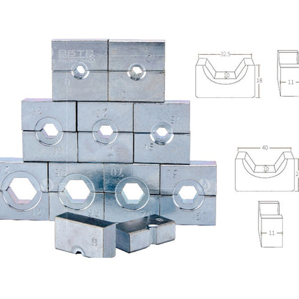 A set of galvanized steel U-bolts with hexagonal sockets, arranged in a stack on a white background, accompanied by technical dimension drawings on the right.