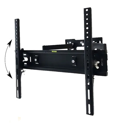 Black TV wall mount with swivel and extendable arm on a white background