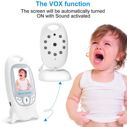Baby monitor with VOX function and child crying, on a white background