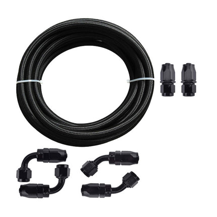 Black automotive wiring kit with cable and connectors on a white background