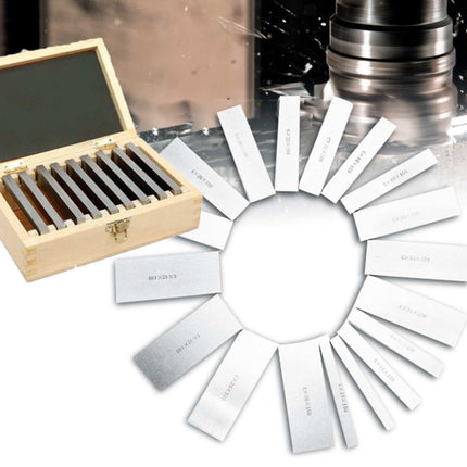 Set of metal tools in a wooden box with a circular display of tools on a white background