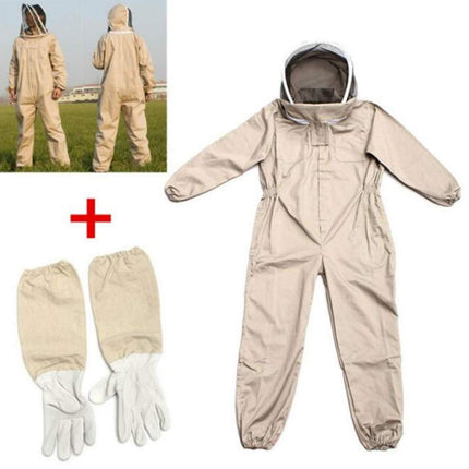 Beekeeping suit with gloves on a white background