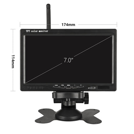 7-inch TFT color monitor with dimensions on a white background