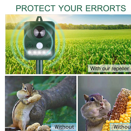 Solar Ultrasonic Animal Repeller PIR Dog Cat Scarer Repellent