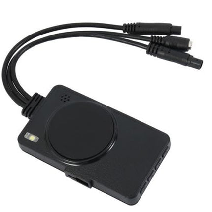 Black electronic device with multiple cables on a white background