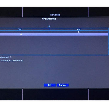 Control panel interface with channel settings on a dark background