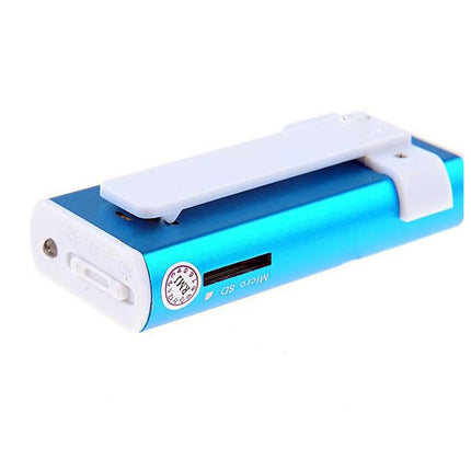 Blue and white electronic device on a white background
