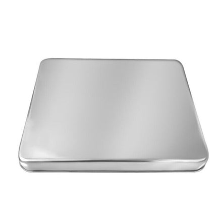 Silver square object on a white background