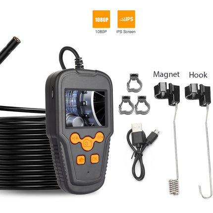 Waterproof Endoscope Camera 5.5mm with 2.4" IPS Screen, 8 Adjustable LED Lights, 1080P HD Video, 5M Flexible Cable, 2600mAh Battery. IP67