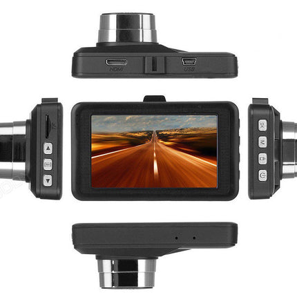 Car dashboard camera with multiple angles on a white background
