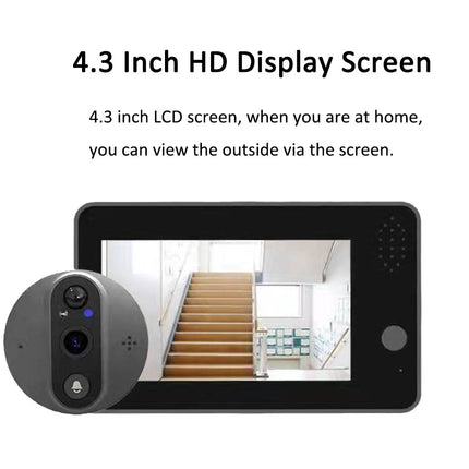 4.3 inch HD display screen with a camera and screen showing an indoor view.