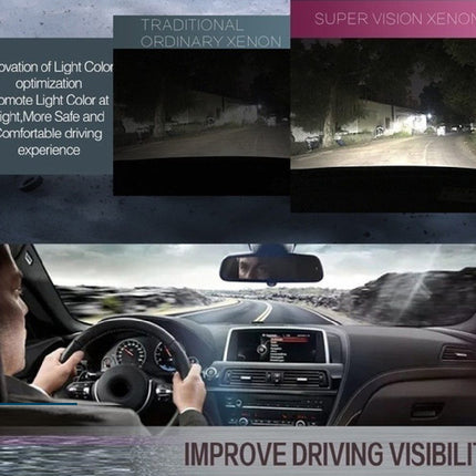 Car interior with Super Vision Xenon light system comparison to traditional xenon and ordinary xenon.