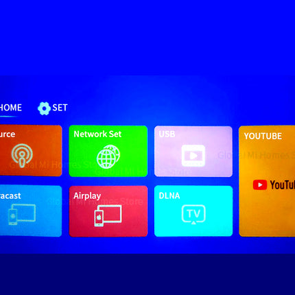 Control panel with various function buttons on a blue background