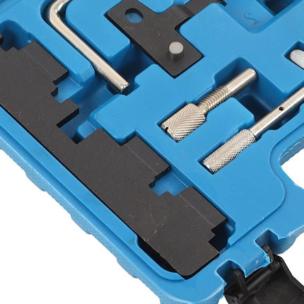 Mechanical tool set in a blue case on a white background