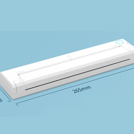 White light fixture with dimensions on a blue background